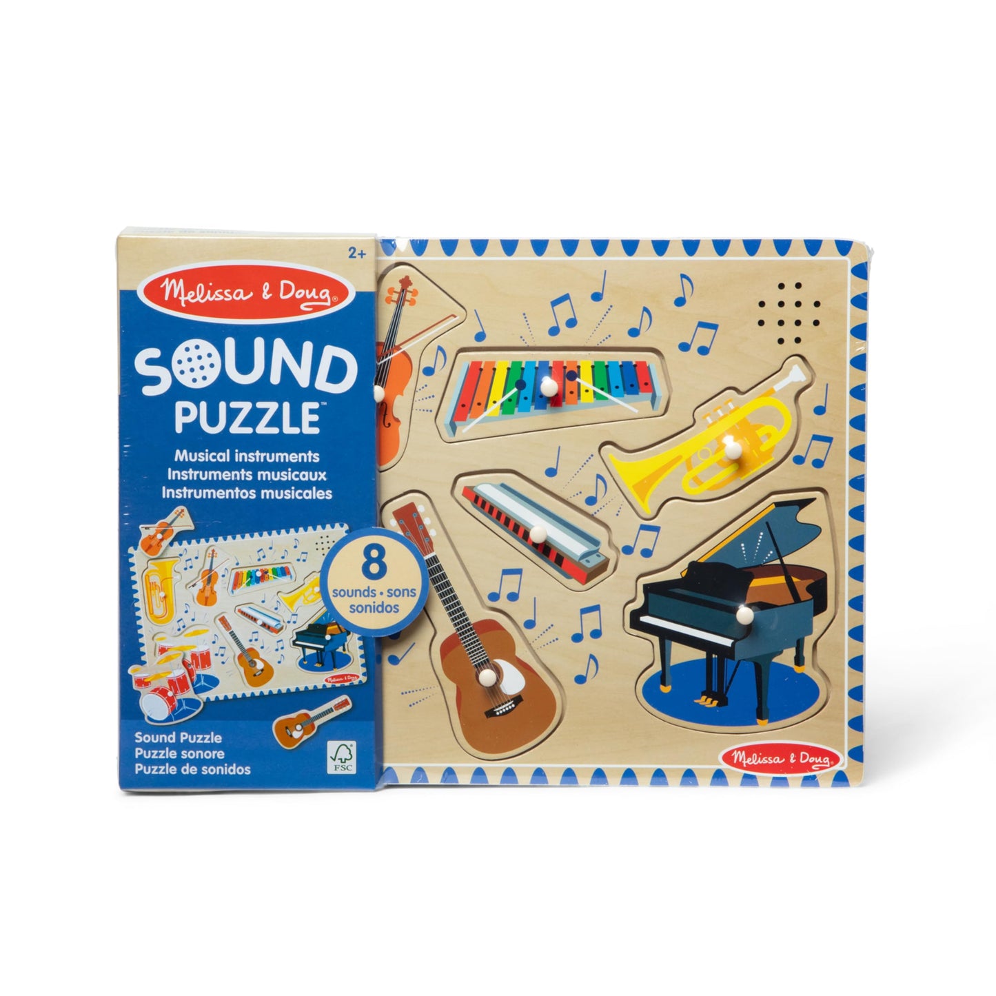 Melissa & Doug Musical Instruments Sound Puzzle - Wooden Peg Puzzle (8 pcs)