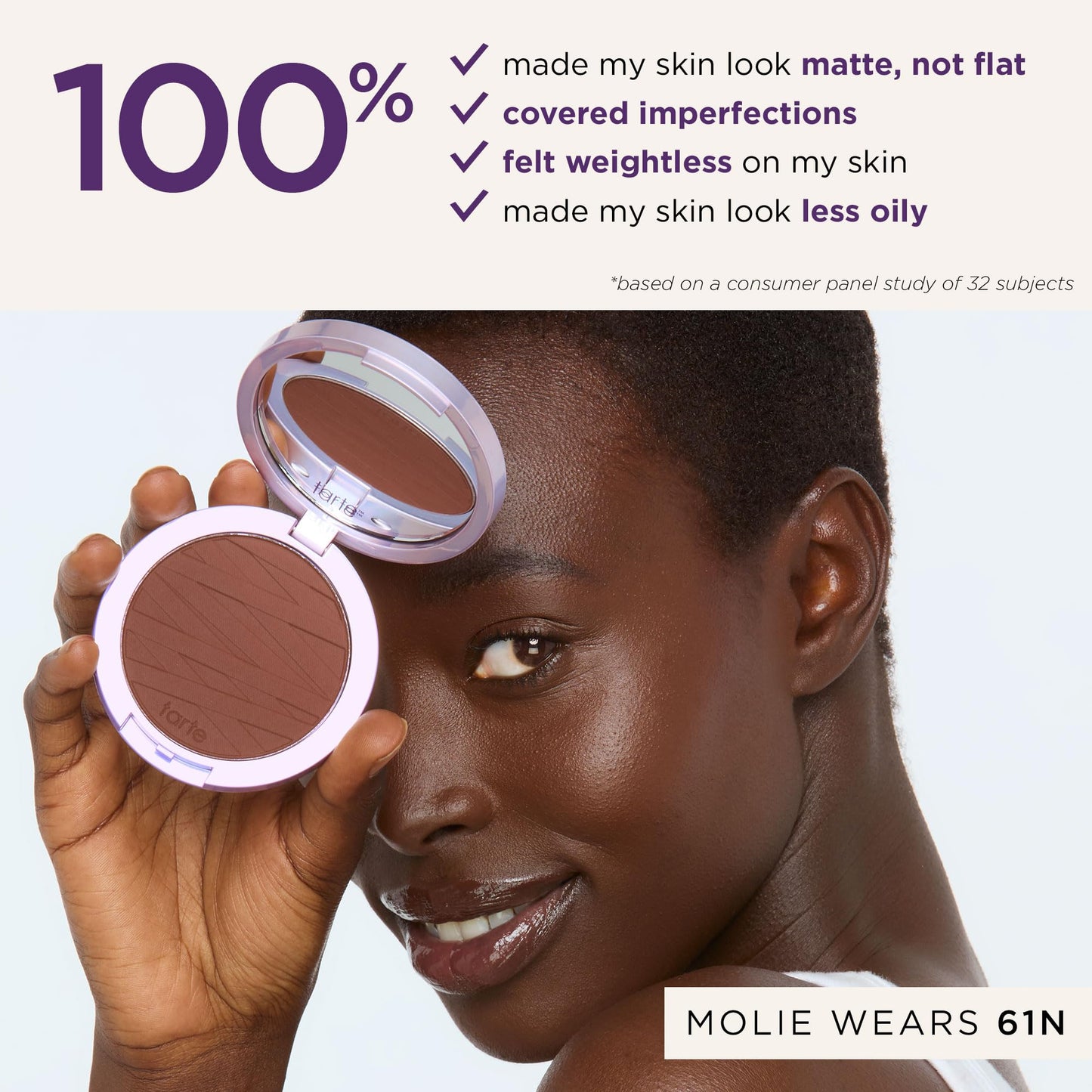 tarte face tape pressed powder - Medium-Coverage Waterproof Powder, Hyaluronic Acid & Peptides to Smooth & Set Makeup, Lightweight, Vegan & Cruelty-Free, full size, 34S medium sand