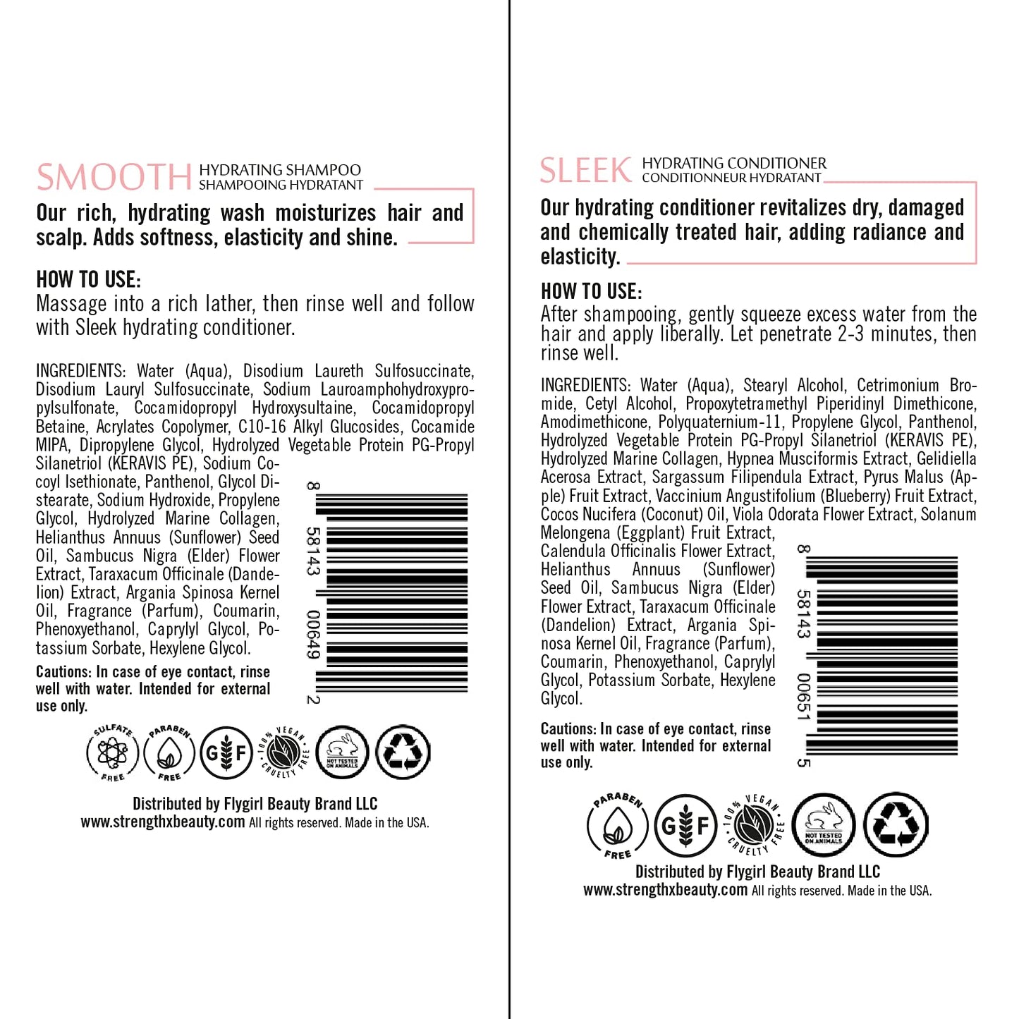 Strength x Beauty - 2 pc. Discovery Set: Smooth | Sleek Shampoo and Conditioner 3.4 oz. Try-Me | Travel Size