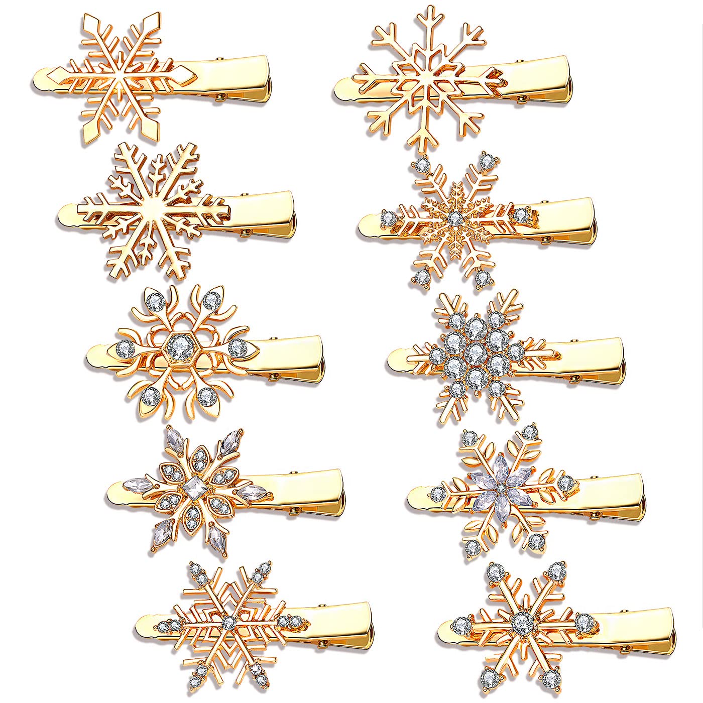 Christmas Snowflake Hair Clips Holiday Rhinestone Snowflake Hairpins for Women Girls Winter Festive Hair Accessory Christmas Party New Year Gifts