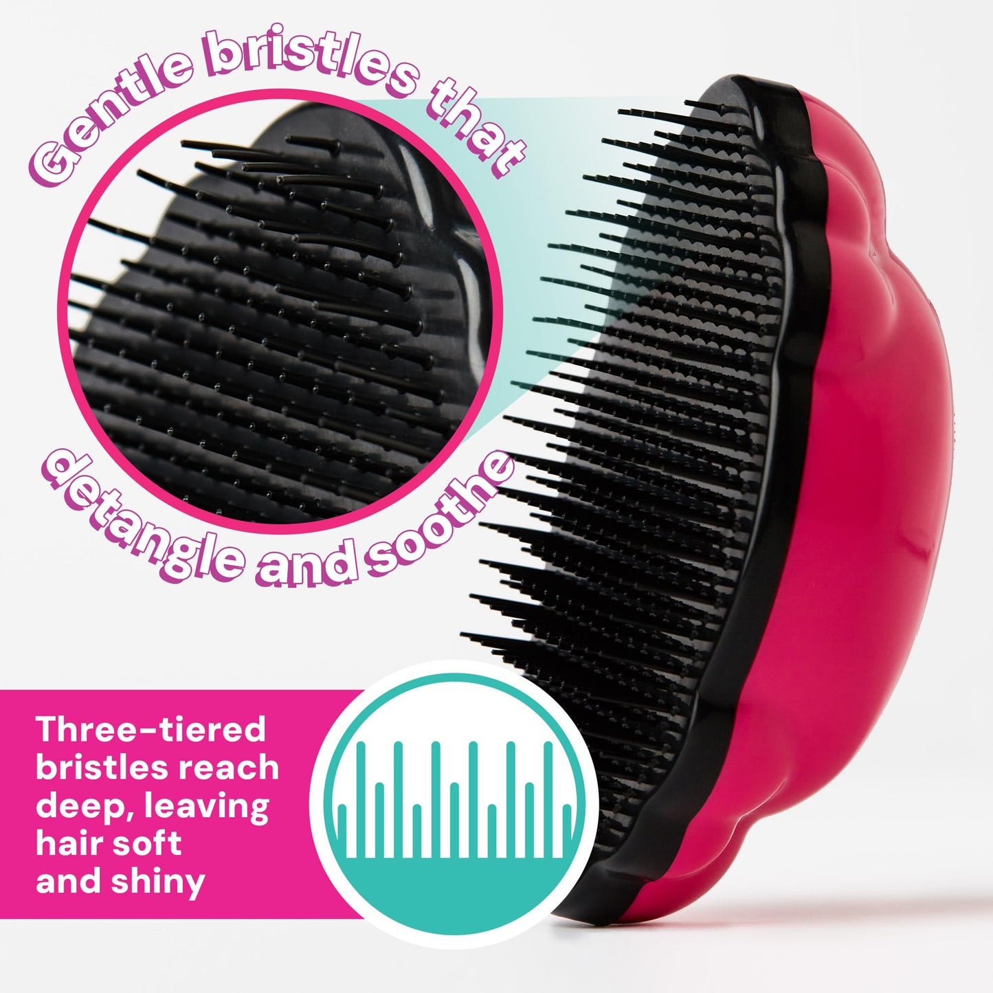 Knot Genie Detangling Hair Brush for Kids (Fairy Pink) | Perfect Detangling Brush for Curly Hair, Gently Separate Tangles, Leaves Hair Smooth