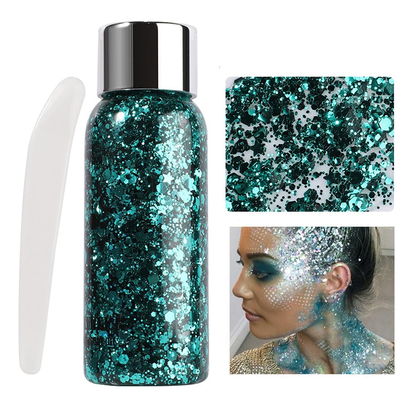 JUDEWY Body Glitter Gel, Face Glitter Body Glitter Glitter Liquid Eyeshadow, Face Hair Nail Glitter, Holographic Makeup Festival Glitter Makeup (05)