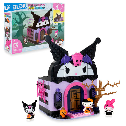 BLDR Hello Kitty and Friends Kuromi’s Haunted House Building Set - Hello Kitty, Kuromi, & My Melody Minifigures - Kids and Sanrio Fans Ages 8+, 0131