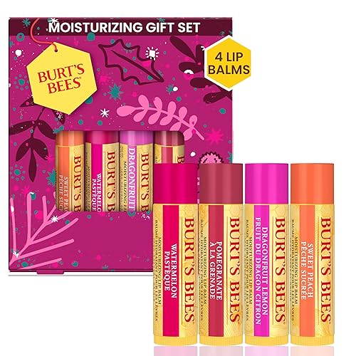 Burt's Bees Lip Balm Gift Set, Beeswax Bounty Fruit Mix, Perfect Lip Balms for Gift Baskets, 4-Pack, 0.15 oz.