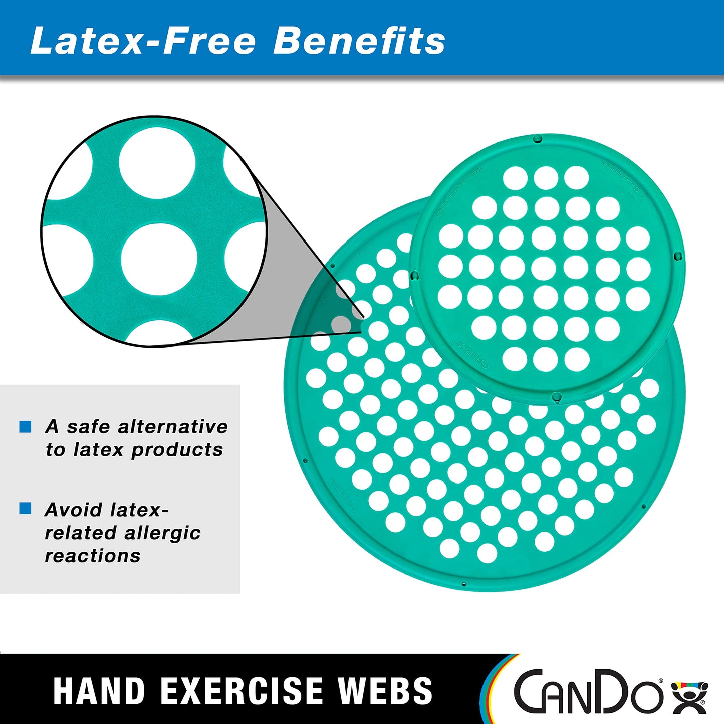 CanDo Hand Exercise Webs for Physical Therapy, Grip Strengthening, and Hand, Finger, Wrist Resistance Workouts, Portable Size, Latex Free, 14"…