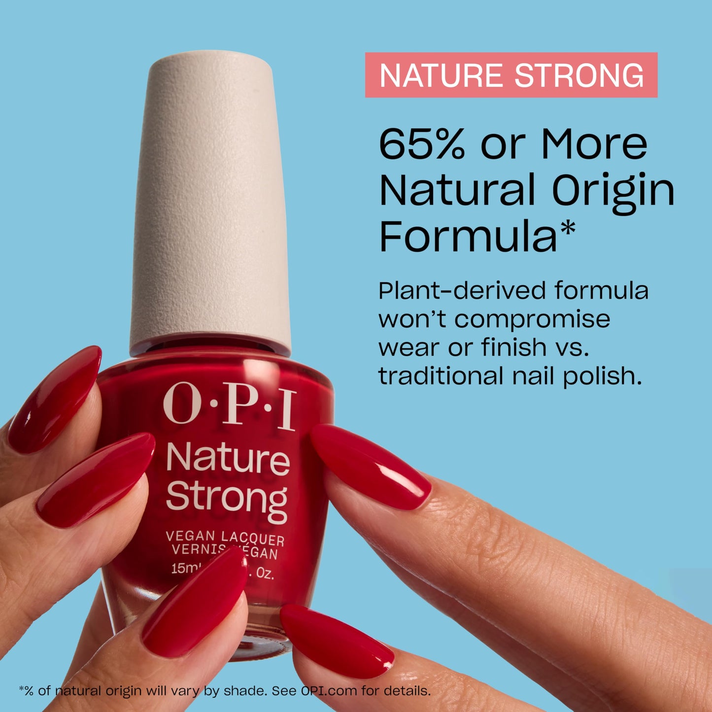OPI Nature Strong Emflowered | Opaque Bright Pink Crème Natural Origin Nail Polish | Plant Based, Vegan, Cruelty Free Beauty and Personal Care OPI
