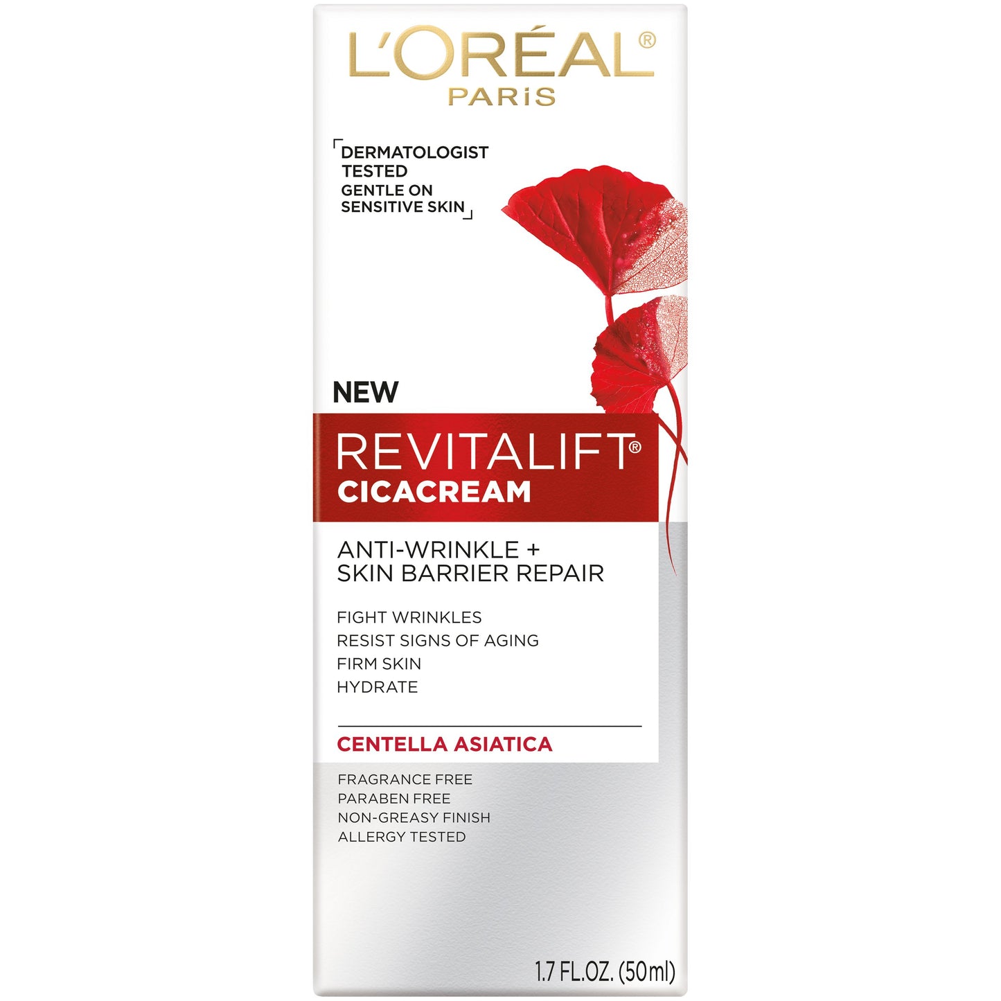 L'Oreal Paris Revitalift Cicacream Anti-Aging Face Moisturizer with Centella Asiatica for Anti-Wrinkle and Skin Barrier Repair, Fragrance Free