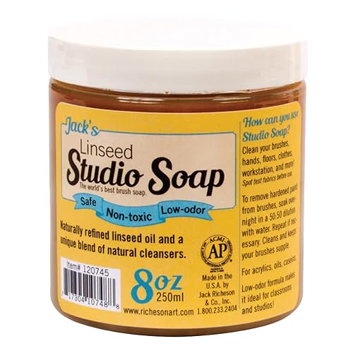 Jack Richeson Linseed Oil Studio Soap & Paint Brush Cleaner - 250 mL - Natural Brush Cleaner for Acrylic, Oil & Craft Paints - Gentle Soap for Artists