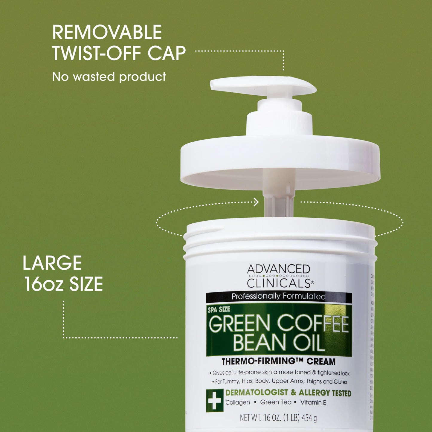 Advanced Clinicals Green Coffee Bean Thermo - Firming Body Lotion | Caffeine Infused Collagen Cream Moisturizer & Body Cream For Women, Stomach, Legs