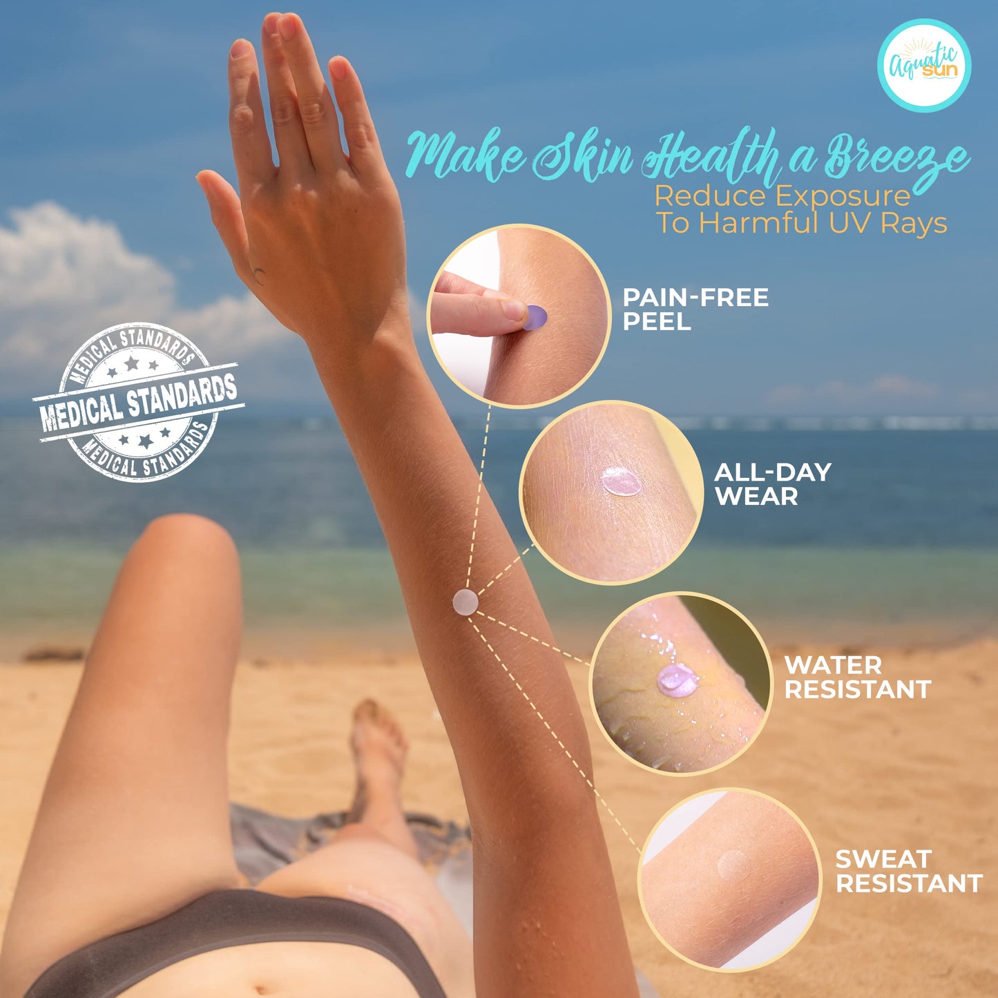 UV Stickers for Sunscreen Reapplication to Avoid Burns - Sunscreen Reminder Stickers You Can Wear All Day - Sweat & Waterproof UV Activated Sunscreen