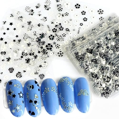 MBETA Gold Nail Art Sticker Decals 3D Exquisite Pattern Nail Art Bronzing Stickers Luxury Self-Adhesive Butterfly Flowers Valentine's Day Design DIY Beauty & Personal Care MBETA