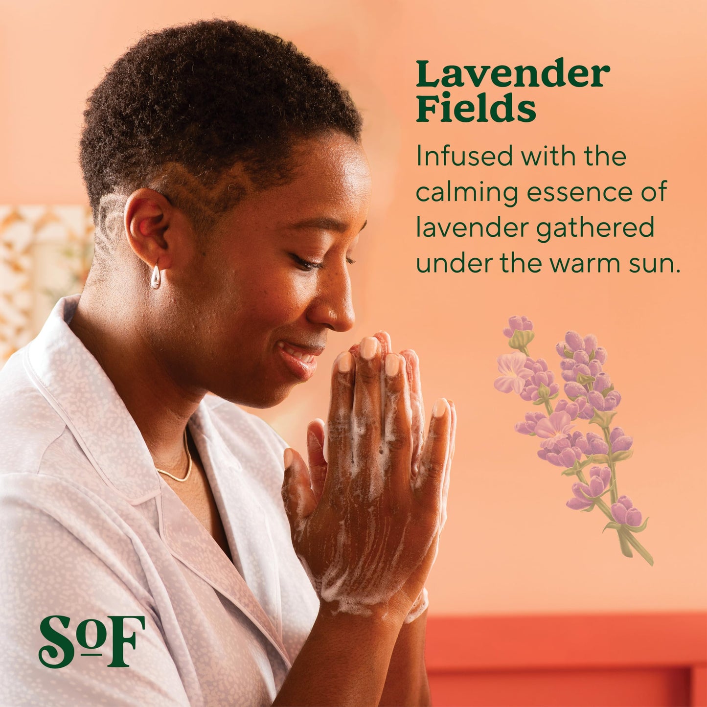 SoF Nourishing Hand Wash - With Moisturizing Sea Algae, Coconut & Olive Oil- Vegan & Non GMO- Free From Phthalates, Sulfates & Parabens- Lavender