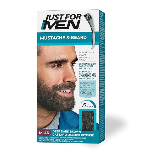 Just For Men Mustache & Beard, multiple uses Beard Dye for Men with Brush, With Keratin Biotin Aloe and Coconut Oil for Healthy Facial Hair - Deep