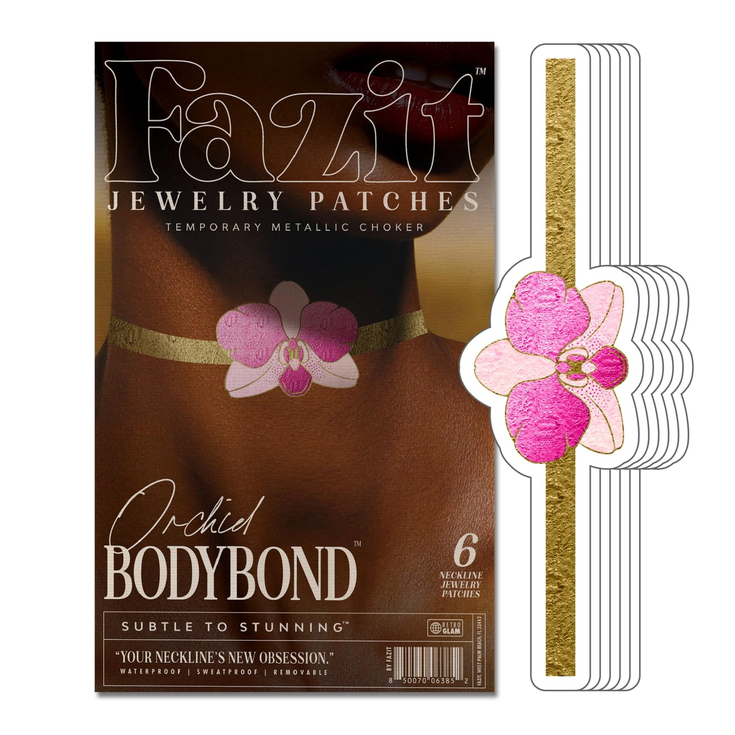 Fazit Makeup Patches - Orchid Bodybond - Glow Up Make-Up Patches - Cute Glitter Makeup Accessories for Women - Cosmetic Body Glitter