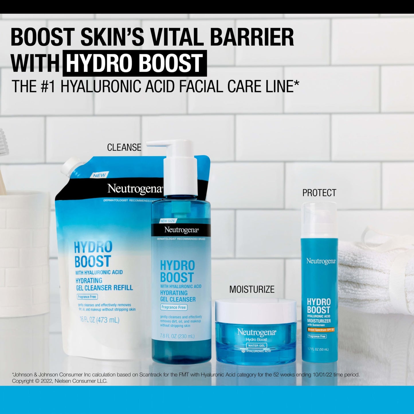 Neutrogena Hydro Boost Fragrance Free Hydrating Gel Facial Cleanser with Hyaluronic Acid, Daily Foaming Face Wash & Makeup Remover, Gentle Face Wash