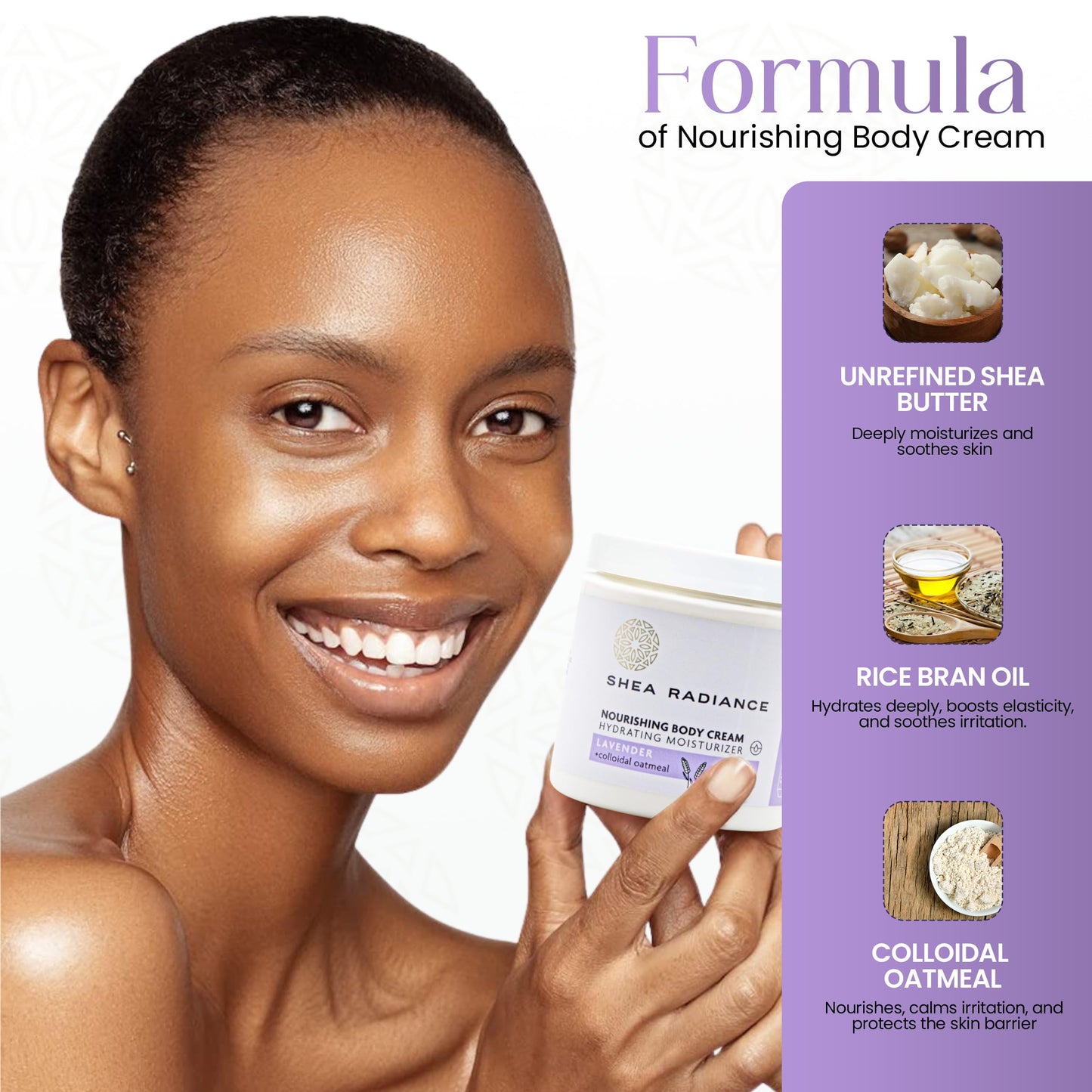 Shea Radiance Nourishing Body Cream with Colloidal Oatmeal | Hydrating Moisturizer for Sensitive Skin | Gentle Hydration with Long Lasting Moisture |