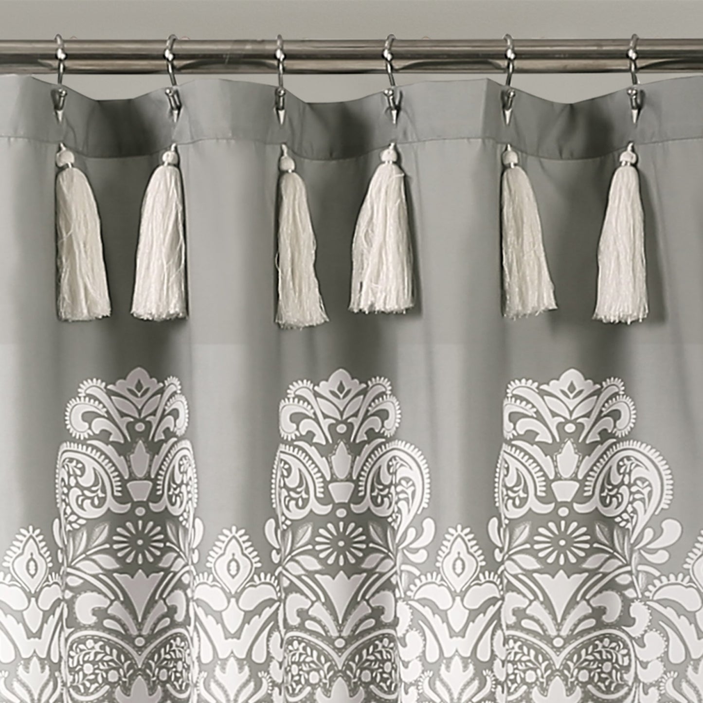 Lush Decor Boho Medallion Shower Curtain Single 72" W x 72" L Gray - Boho Shower Curtains for Bathroom Decor - Gray Bathroom Curtain