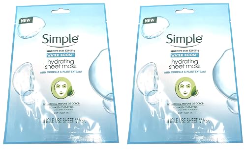 Simple Water Boost Hydrating Sheet Mask, 1 Mask (Bundle of 2)