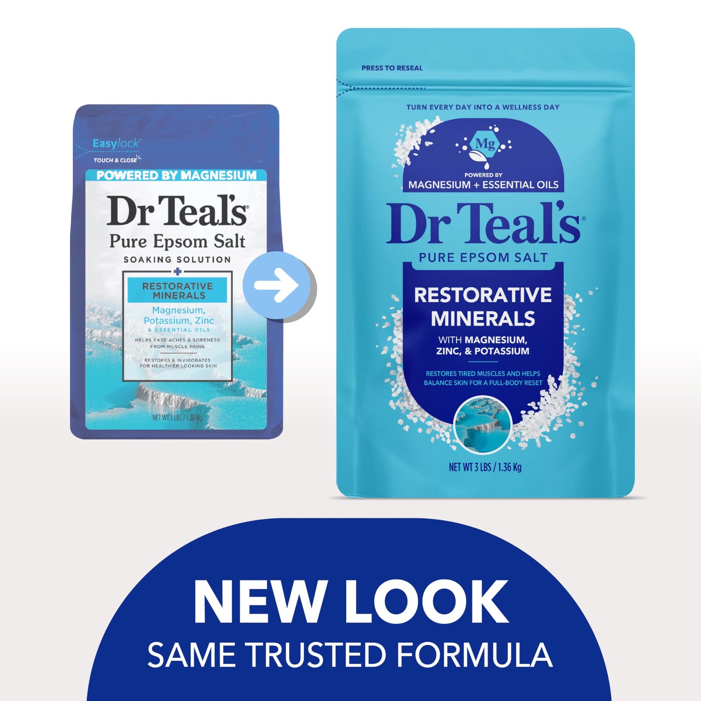 Dr Teal's Epsom Salt Magnesium Soak, Restorative Minerals with Magnesium, Potassium & Zinc, 3 lbs Beauty and Personal Care Dr Teal's