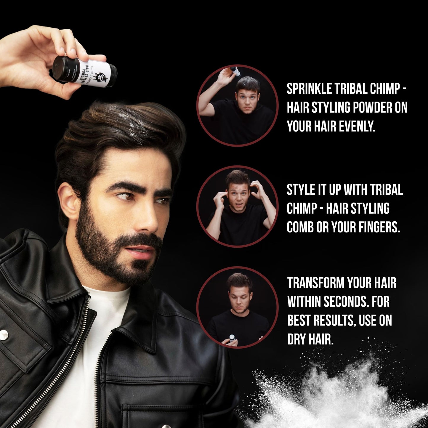 Tribal Chimp Hair Styling Powder, All-day Invisible Hold Hair Volumizer and Texture Powder for Men and Women, Styling Powder with Matte Finish