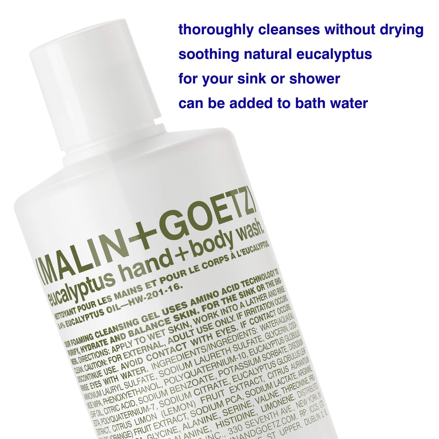 MALIN+GOETZ Hand + Body Wash | Gentle Foaming Cleanser with Botanical Extracts and Amino Acids | Hydrating, pH-Balanced, Unisex Scent | Vegan Beauty and Personal Care MALIN+GOETZ
