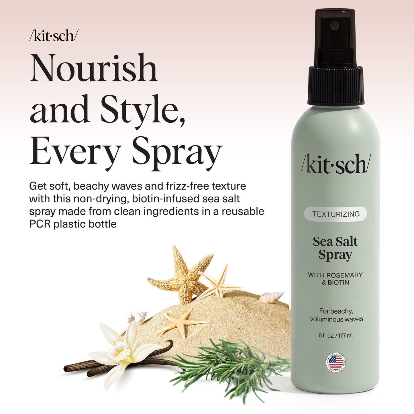 Kitsch Sea Salt Spray for Men and Women | Hair Spray with Rosemary, Biotin, Magnesium - Hair Texturizer for Natural Curls and Beach Waves | Ideal