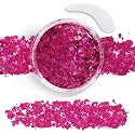 Pink Hair Glitter Gel,Hot Pink face Body Glitter,Singer Concert Outfits Easter Basket Stuffers Hair Glitter for Women and Kids, Music Festival Rave