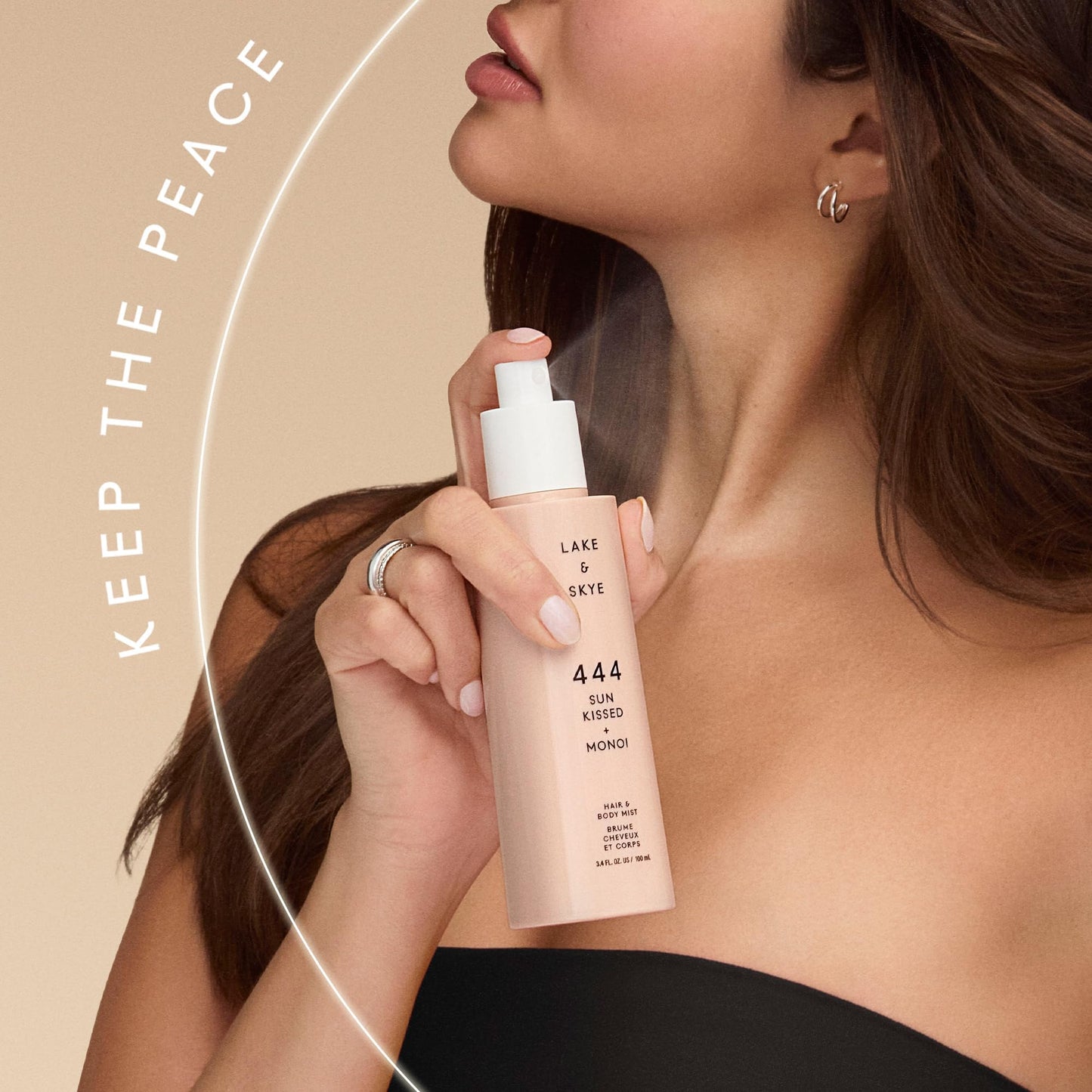 Lake & Skye 444 Sun Kissed + Monoi Hair & Body Mini Mist - Travel Size, Hydrating, Fruity, Floral, Clean Musk- 1 fl oz