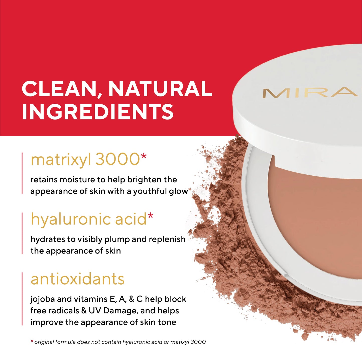 MIRABELLA - Invincible for All Pure Press Foundation, HD-Finish Pressed Powder, Buildable Mineral Pressed Powder Compact with Jojoba & Triglyceride