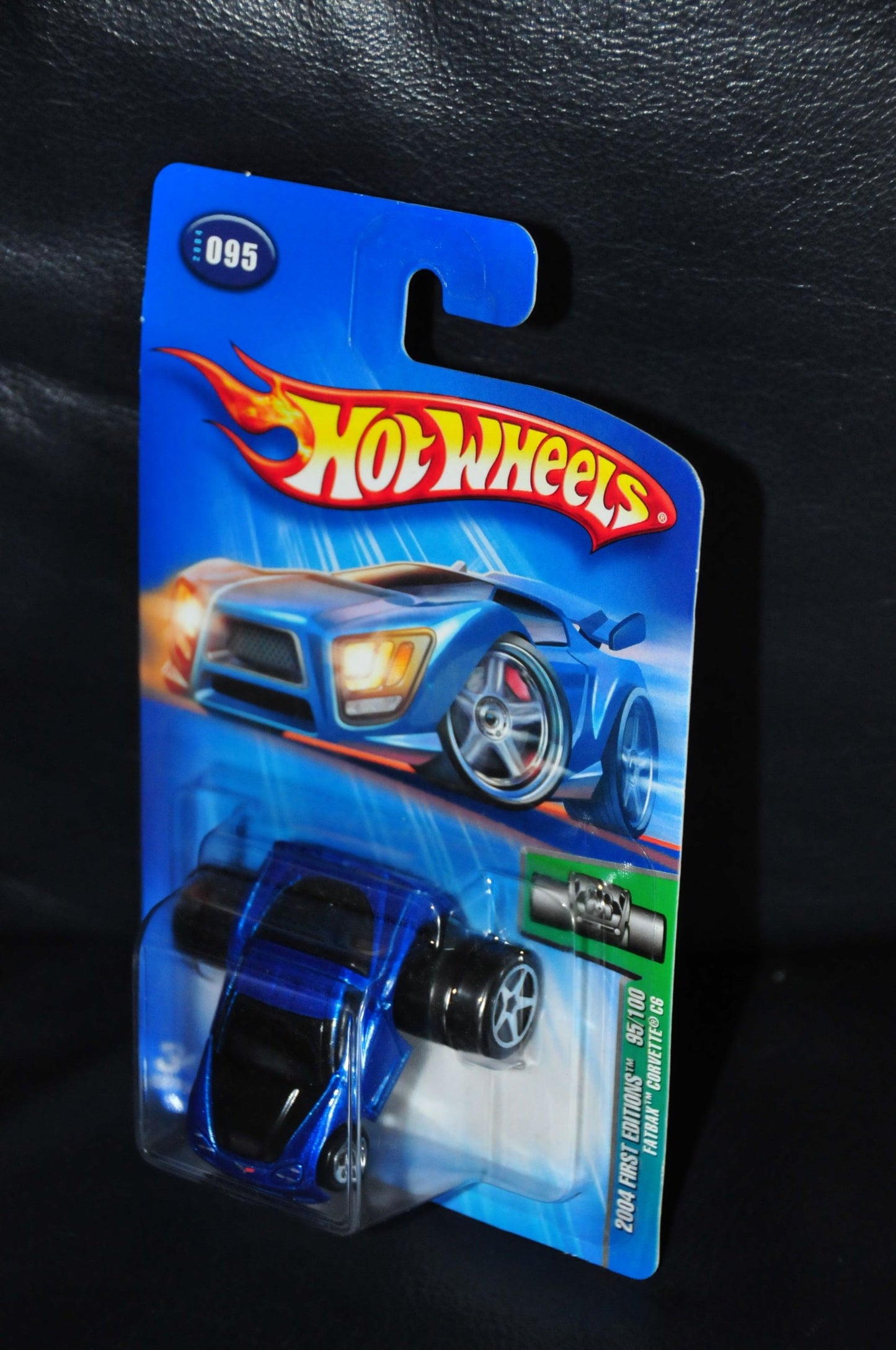 Hot Wheels 2004 First Editions Fatbax C6 Corvette Painted Lights Metalflake Blue Card 95