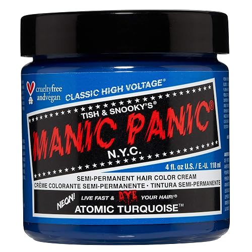 MANIC PANIC Classic Atomic Turquoise Semi Permanent Hair Color - Neon Aqua Blue Hair Dye for Women & Men That Lasts 4-6 Weeks - Vegan, Ammonia