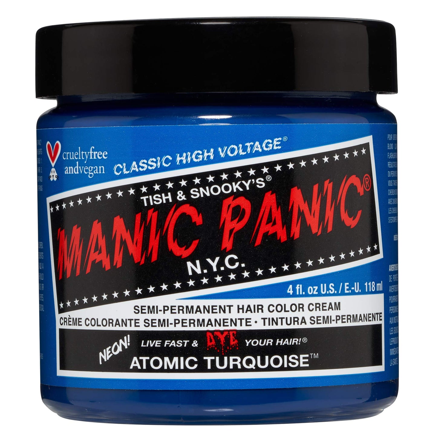 MANIC PANIC Classic Atomic Turquoise Semi Permanent Hair Color - Neon Aqua Blue Hair Dye for Women & Men That Lasts 4-6 Weeks - Vegan, Ammonia