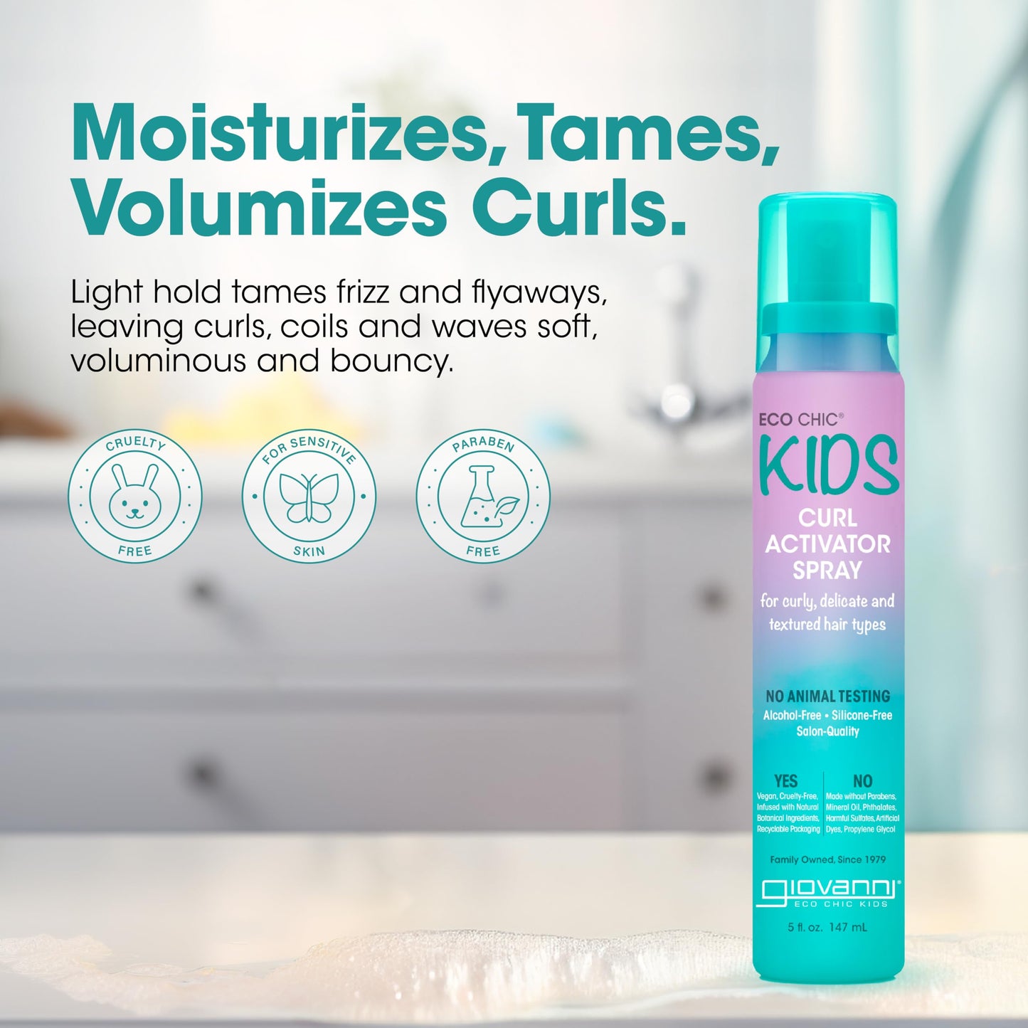 Eco Chic KIDs Curl Activator Spray - Curl Refresher Spray For Kids, Revitalizer For Curly Hair, Promotes Moisture Retention, For Delicate And Textured