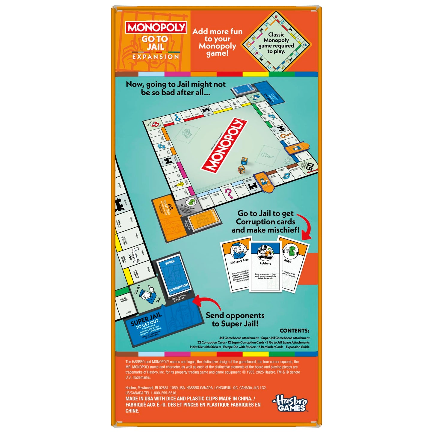 Monopoly Go to Jail Expansion | Add More Fun to Classic Monopoly Game and Play Faster | Ages 8+ | 2-6 Players | 40 Mins. | Family Board Games