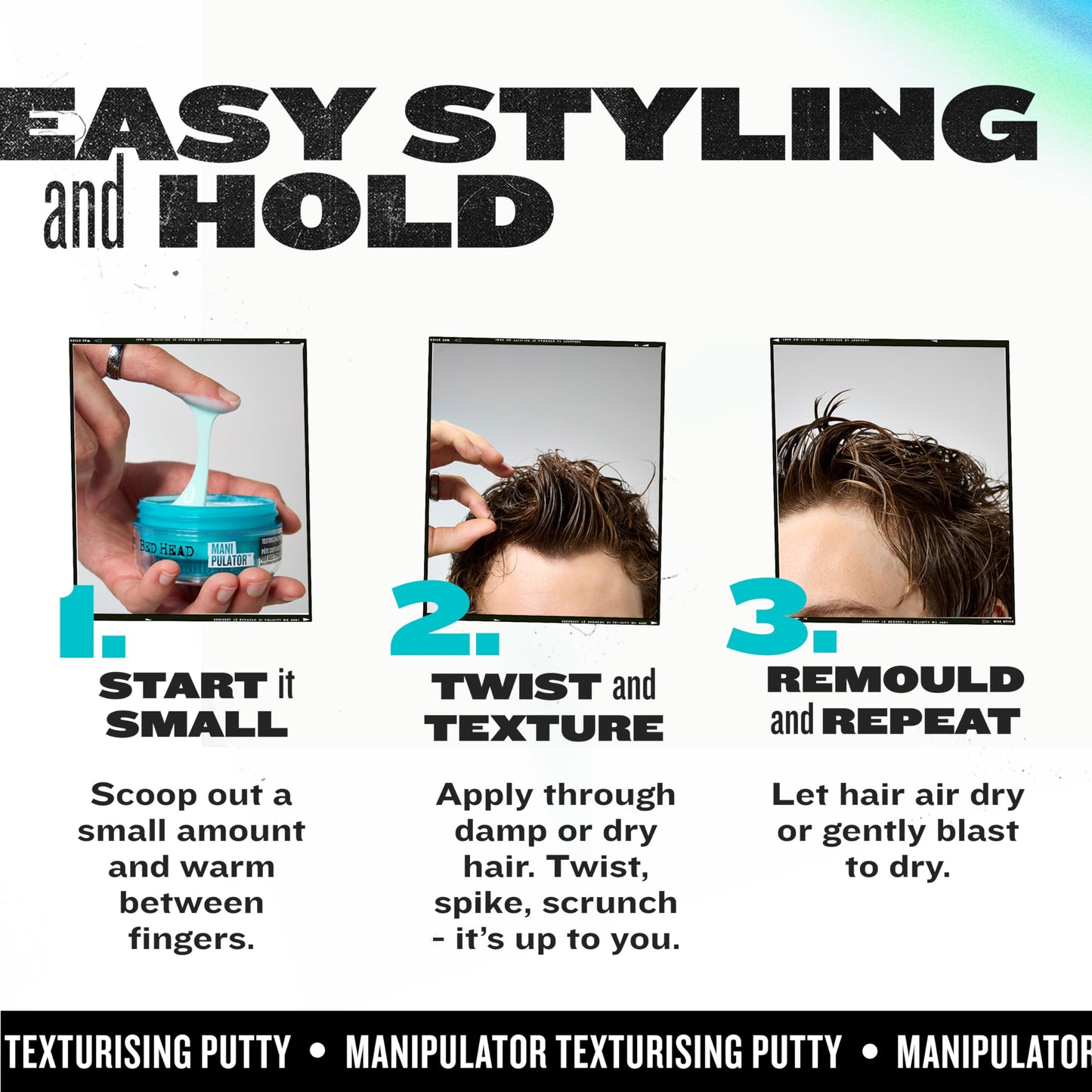 Bed Head by TIGI Manipulator Texturizing Putty, Firm Hold Styling Putty for Short to Medium Hair, Travel Size, 1.06 oz