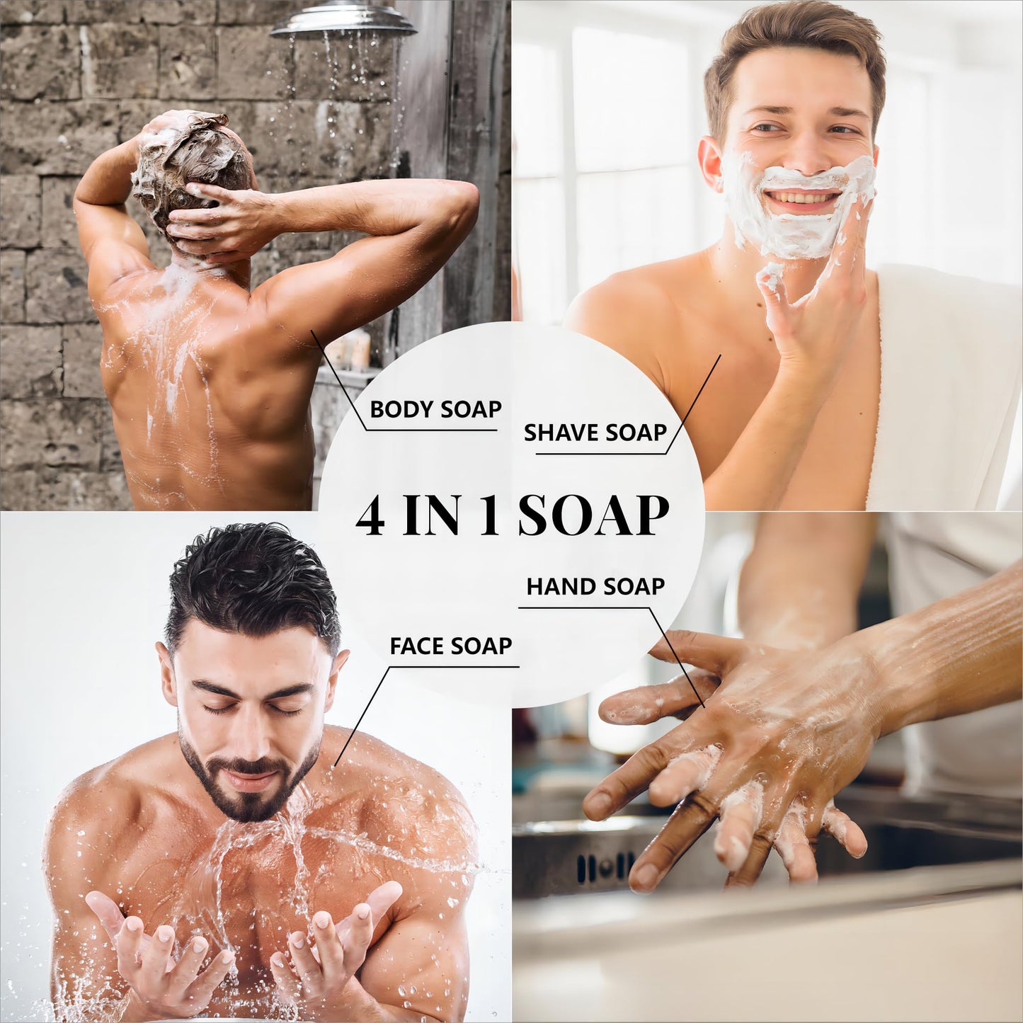 Rinse & Robust Mens Soap Bar Set 6Pcs Natural Cleansing Bar Soap Set Scrub Soap Gift for Men All Skin Type| 6 Different Scents |3.5 oz of 6 Bars