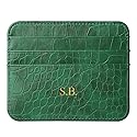 personalisa gold silver initial letters credit card holder wallet, pu leather ultra slim thin minimalist case protector, front pocket wallets for…