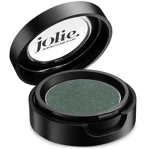 Jolie Cosmetics Powder Pressed Eyeshadows Matte, Metallic, Pearl Shimmer - Cruelty Free, Vegan, Single Pan Eyeshadow 1.48g Earth Tones (Holly Green)