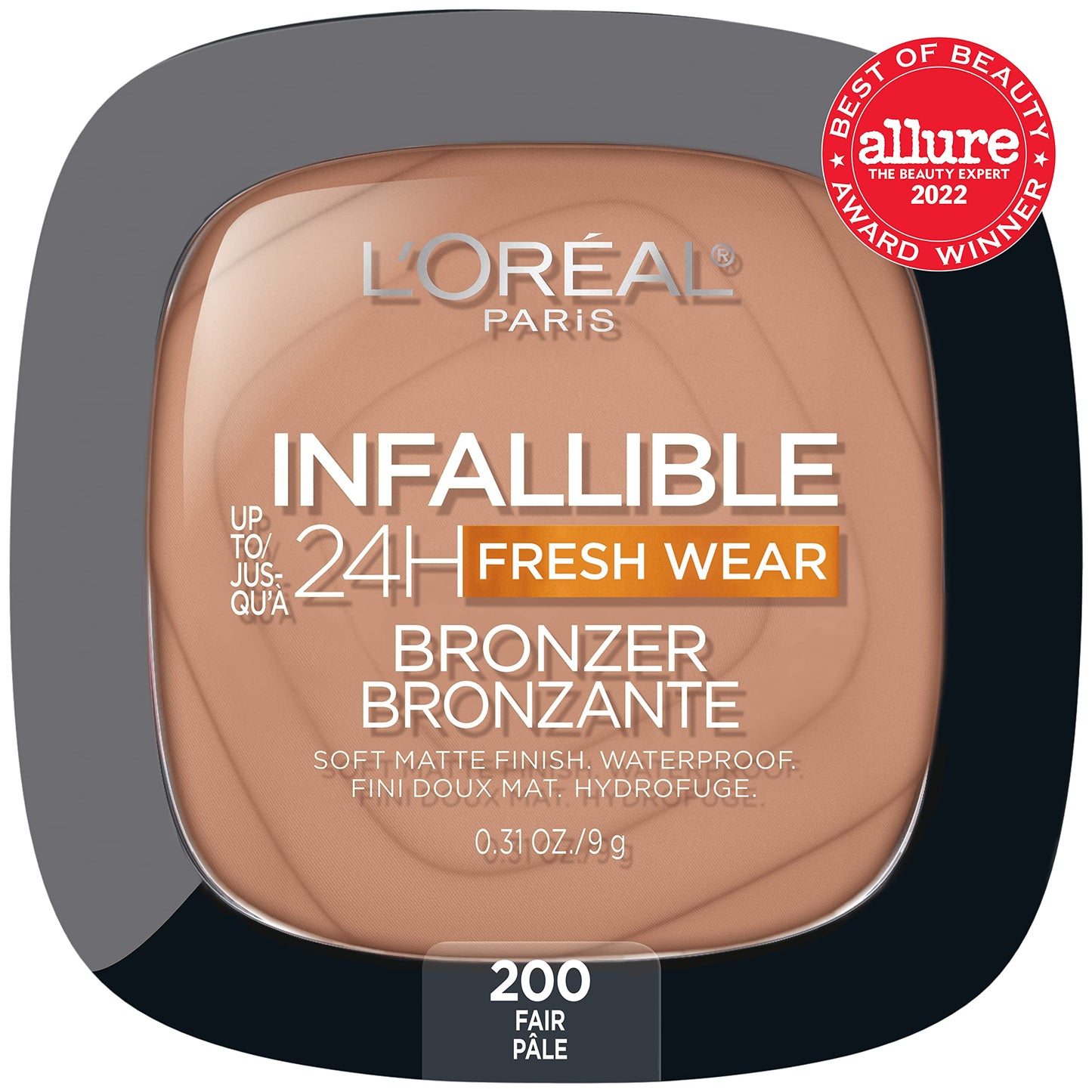 L'Oréal Paris Infallible 24H Fresh Wear Soft Matte Bronzer, Longwear, Waterproof, Heatproof, Sweat & Transfer Resistant, Fair, 0.31 oz