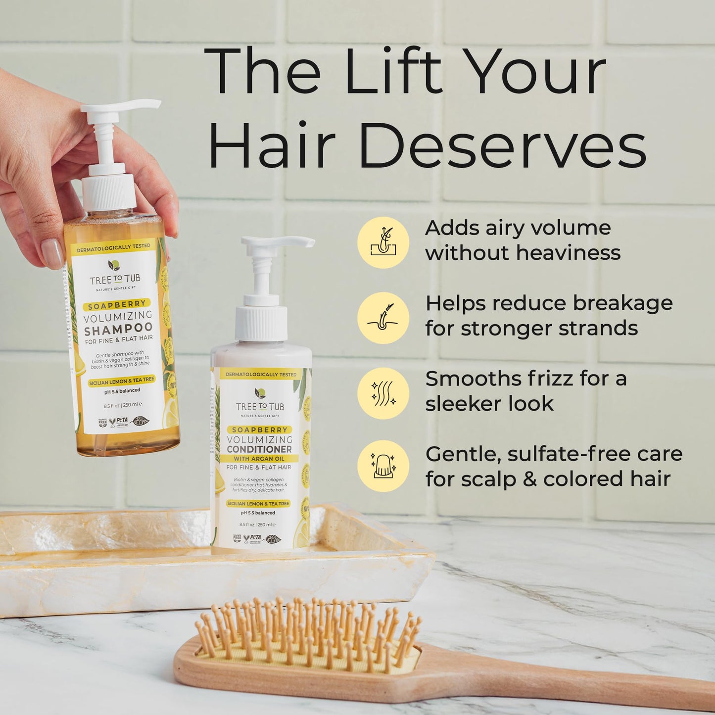 Tree To Tub Biotin Shampoo and Conditioner - Gentle Hair Thickening Shampoo and Conditioner for Fine Hair, Sensitive Scalp- Sulfate Free Shampoo