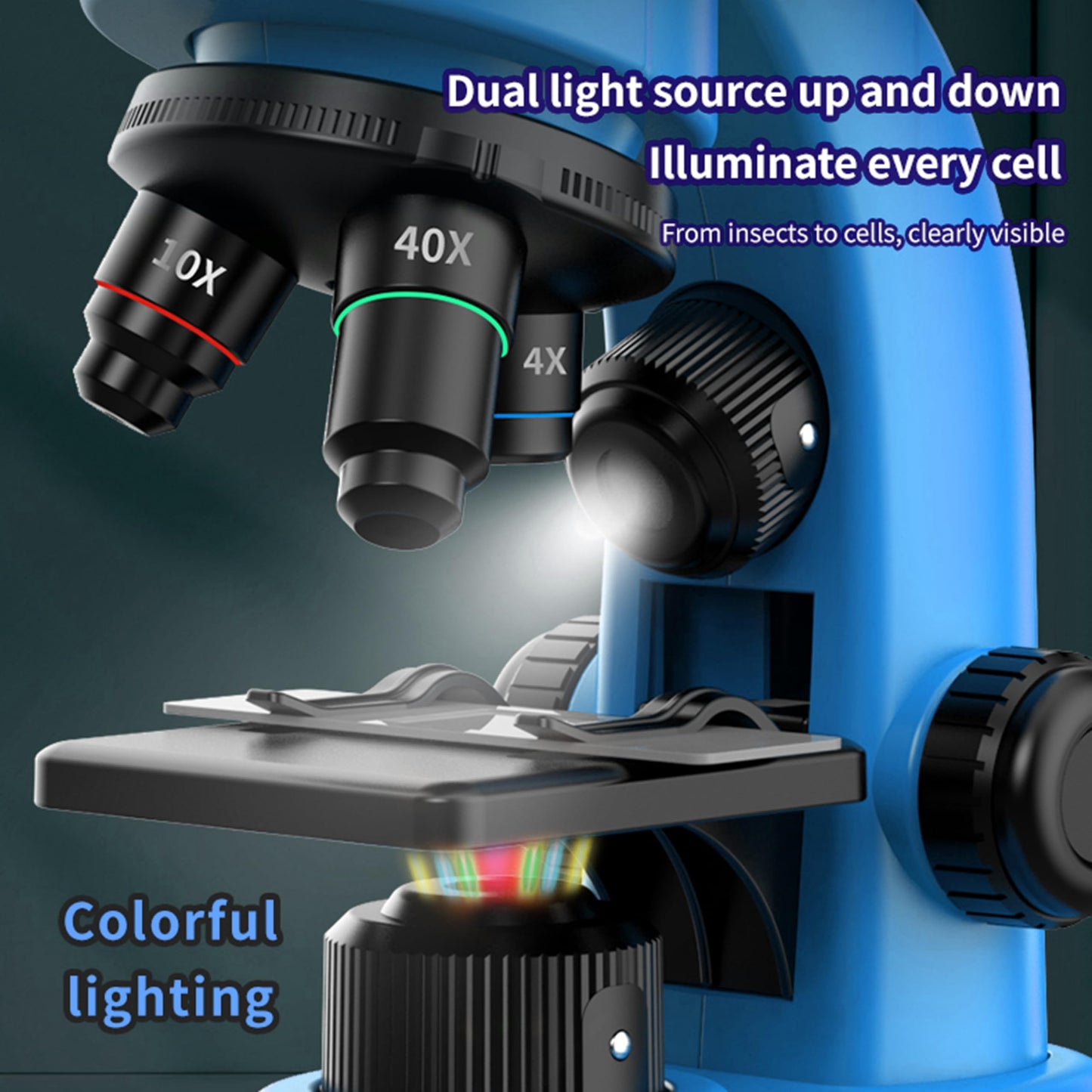 Kids Microscope Kit – 40x-1600x Beginner STEM Science Set with LED Light, Prepared Slides & Tools, Educational Toy for Ages 6–12