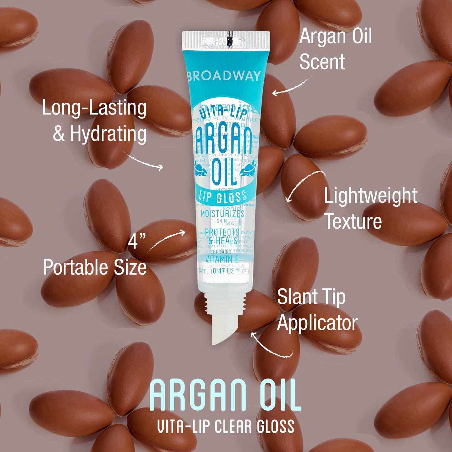 Ruby Kisses Broadway Vita-Lip Clear Lip Gloss (Argan Oil 48 Pack), Ultra-Hydrating & Soothing Formula with Multi-Vitamin Oils, High-Shine Non-Sticky