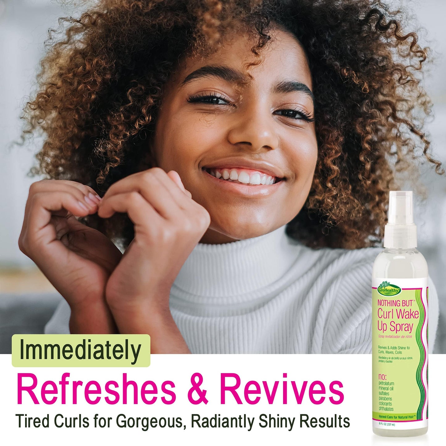 NOTHING BUT Curl Wake Up Spray | Sulfate-Free Curl Refresher & Detangler | Defines, Conditions & Adds Shine for Natural Curly Hair, 8oz (4 Pack)