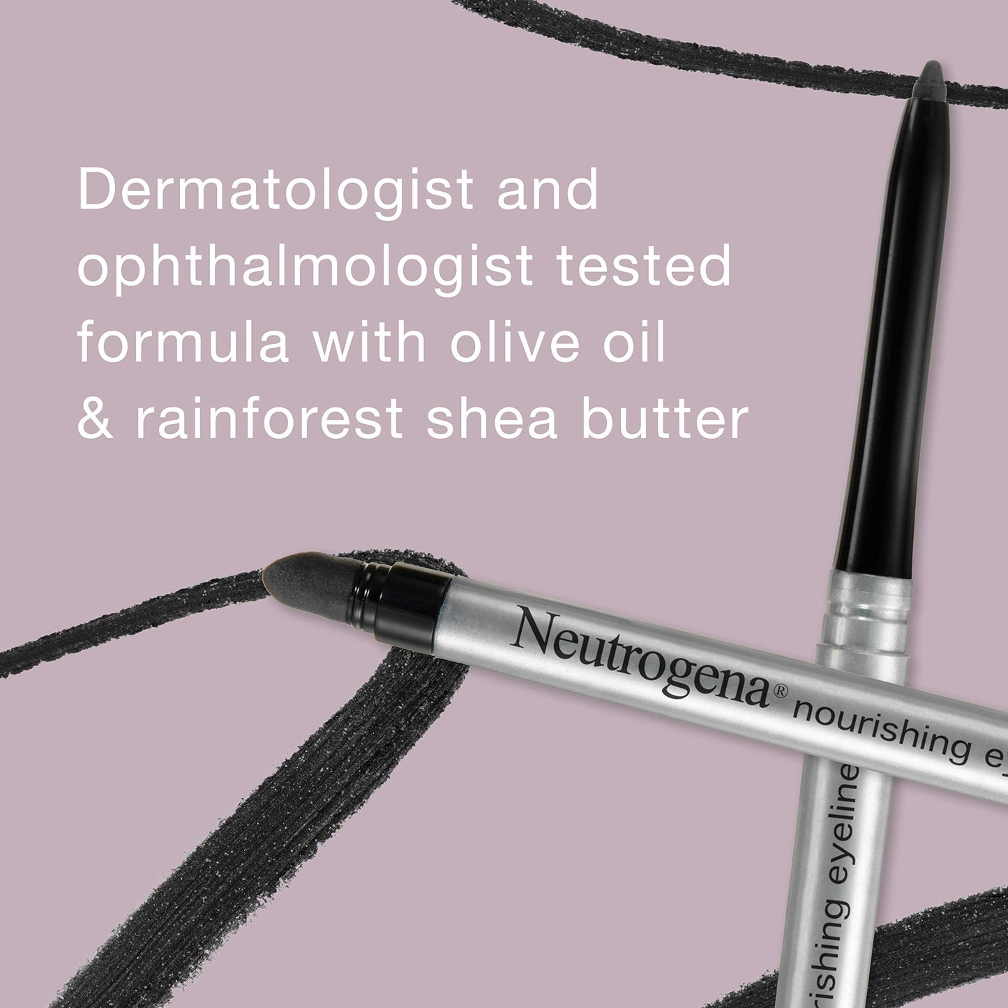Neutrogena Nourishing Eyeliner Pencil, Built-in Sharpener for Precise Application and Smudger for Soft Smokey Look, Luminous, Nonfading