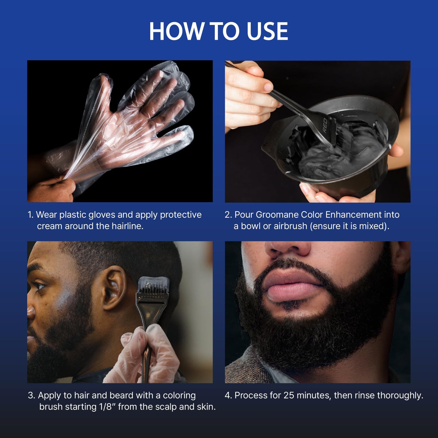 RED Pro GROOMANE Beard & Lineup Color Enhancement for Airbrush, Natural Semi-Permanent Barber Beard Dye, Long-Lasting Gray Coverage, Men Hairline
