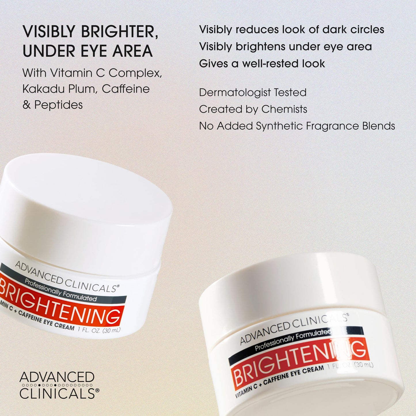 Advanced Clinicals Vitamin C + Caffeine Eye Balm Face Moisturizer | Under Eye Cream For Improving Appearance Of Dark Circles, Puffiness, Bags Under