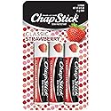 ChapStick Classic (1 Carded Pack of 3 Sticks) Strawberry Flavor Skin Protectant Flavored Lip Balm Tube, 0.15 Ounce Each