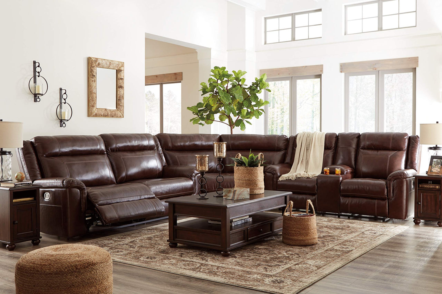 Signature Design by Ashley Brayton Jute 2 Piece Braided Basket Set With Handles, Large Basket 14" W x 14" D x 11" H, Medium Basket 12" W x 12" D x…