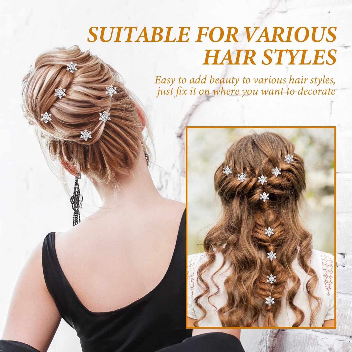 Lurrose 10pcs Spiral Hair Clips Crystal Spiral Hairpins Snowflake Hair Clips Crystal Hair Accessories for Women Bridesmaid Girls Bride