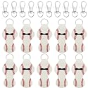 allydrew 10 Pack Chapstick Holder Keychain, Keyring for Lip Balm Lip Gloss Lipstick with 10 Pieces Metal Keyring Clasps, Baseball/Softball
